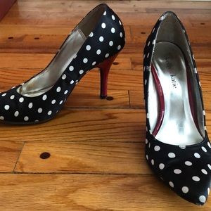 Black, white & red heels